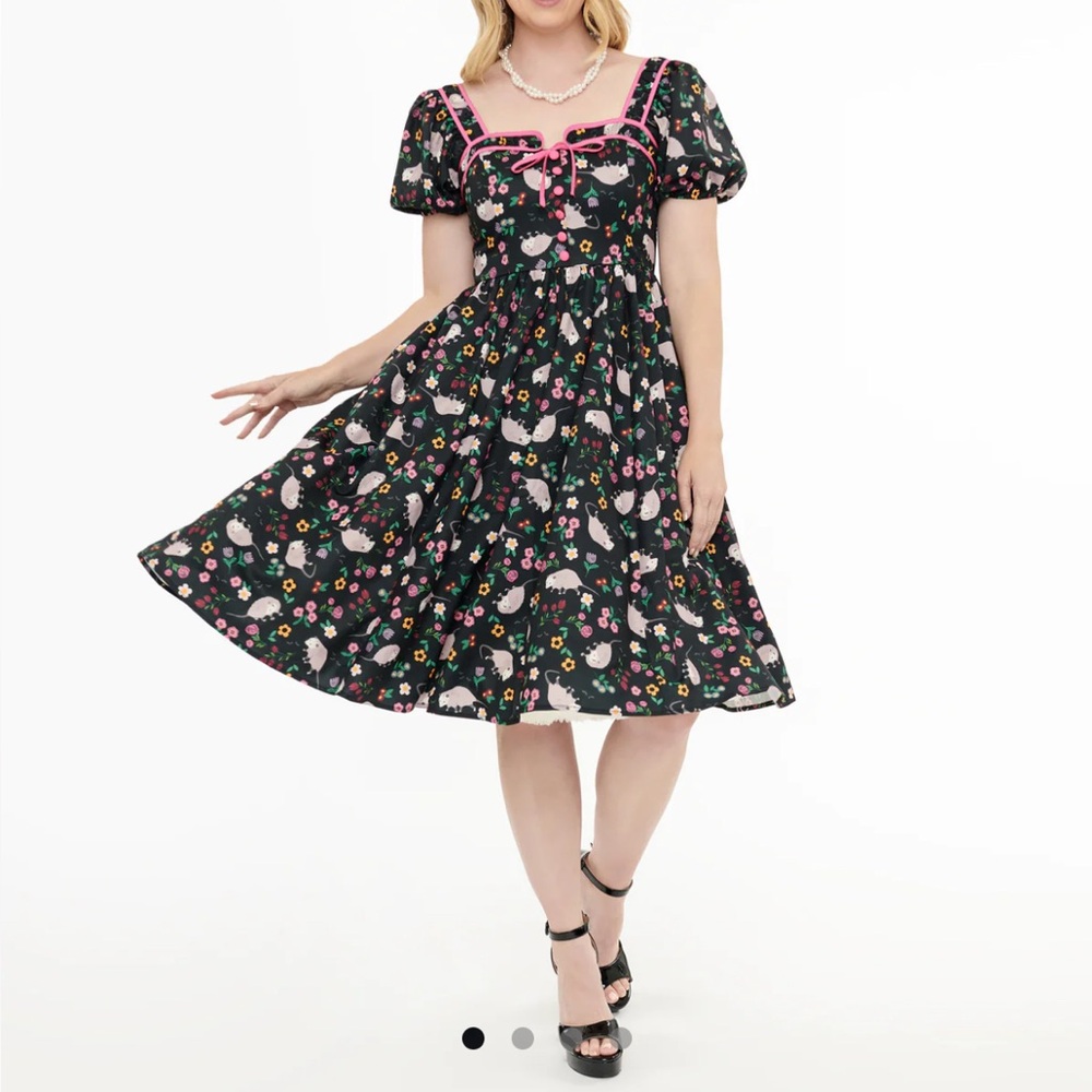 Unique Vintage Black and Pink Opossum Dress